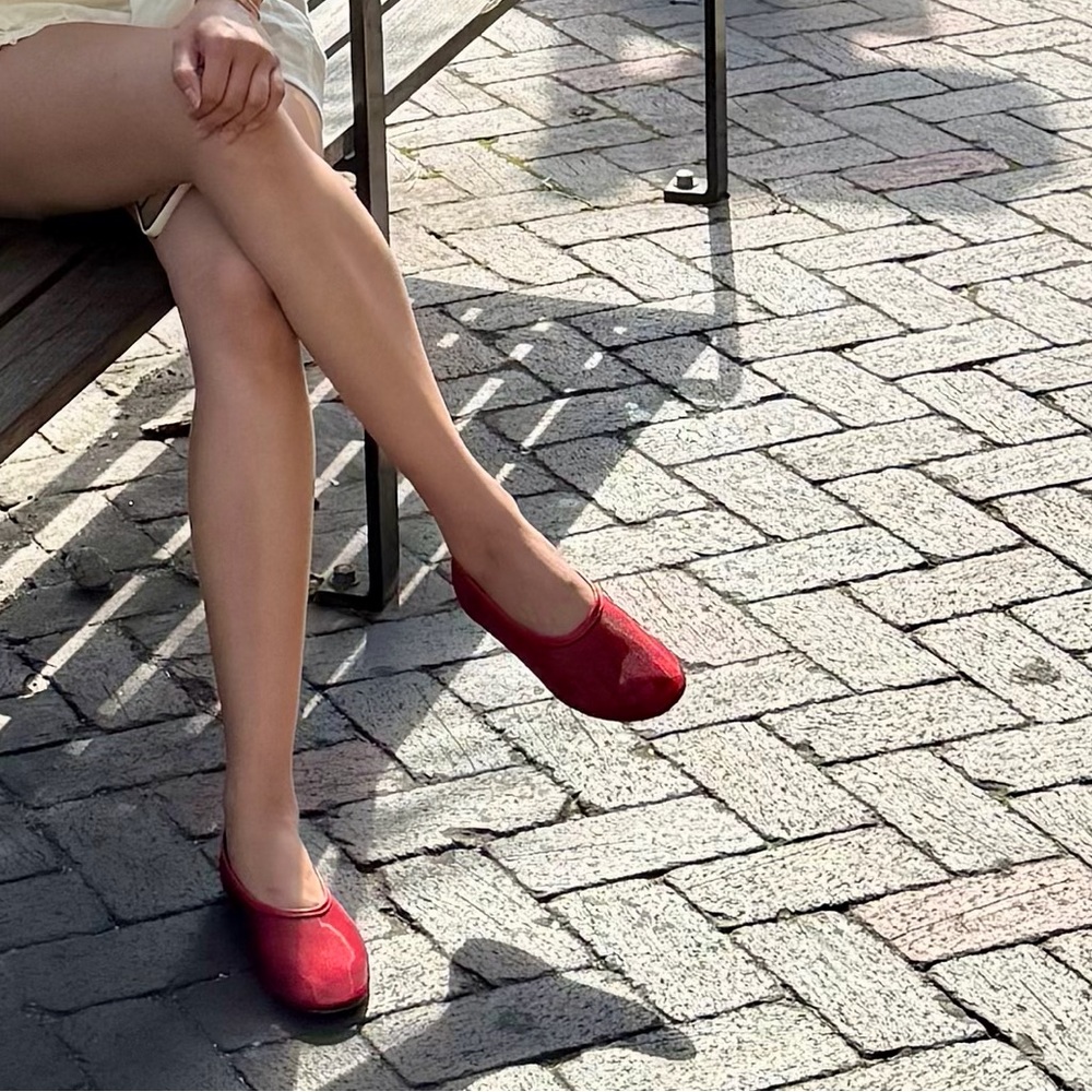 Massimo Dutti Red Mesh Ballet Flats - Picture 4 of 10